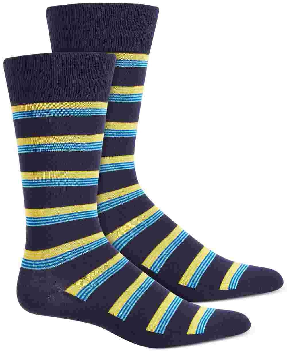 Alfani Men's Multi-Stripe Socks Navy Size Regular