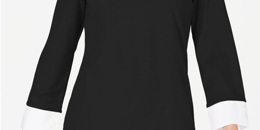 Karen Scott Women's Cotton Layered Look Top Black Size Small