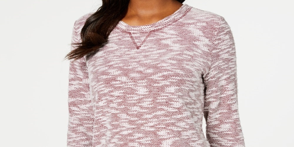 Karen Scott Women's Space Dye 3/4 Sleeve Top Red Size Petite Small