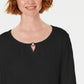 Karen Scott Womne's Three-Quarter Sleeve Top Black Size X-Small