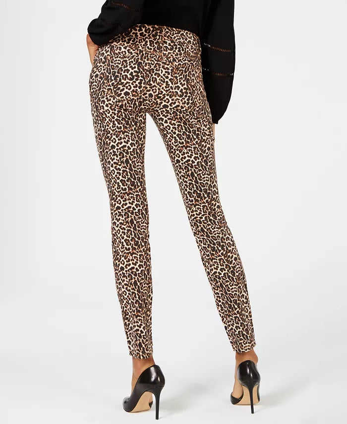 INC International Concepts Women's Leopard-Print Skinny Jeans Orange Size 2 P