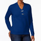 Karen Scott Women's Hardware V-Neck Cotton Sweater Blue Size X-Small