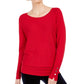 JM Collection Women's Studded Dolman Sleeve Sweater Red Size Small