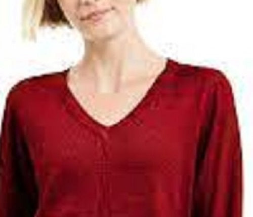 Karen Scott Women's V-Neck Pullover Sweater Red Size X-Large