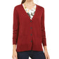 Charter Club Women's Merino Wool V Neck Cardigan Wine Size XX-Large