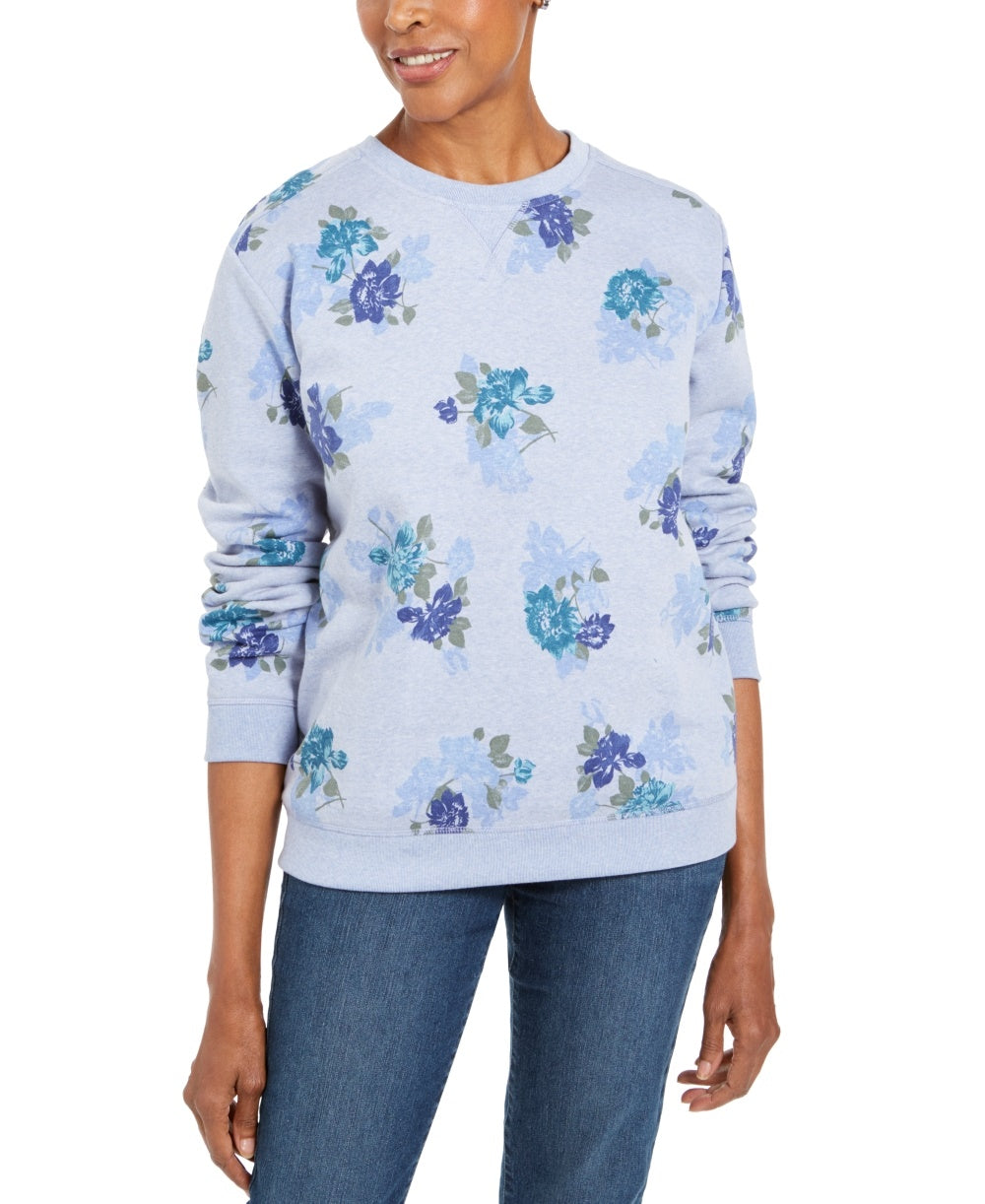 Karen Scott Women's Floral Print Sweatshirt Blue Size X-Small