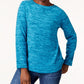Karen Scott Women's Sport Space Dye Microfleece Top Blue Size XX-Large