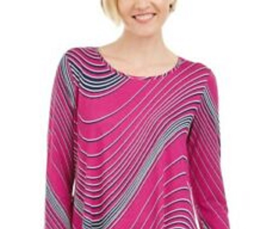 JM Women's Collection Swirl-Print 3/4-Sleeve T-Shirt Medium Red Size Extra Large