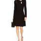INC International Concepts Women's Asymmetrical Neck Sweater Dress Black Size Medium