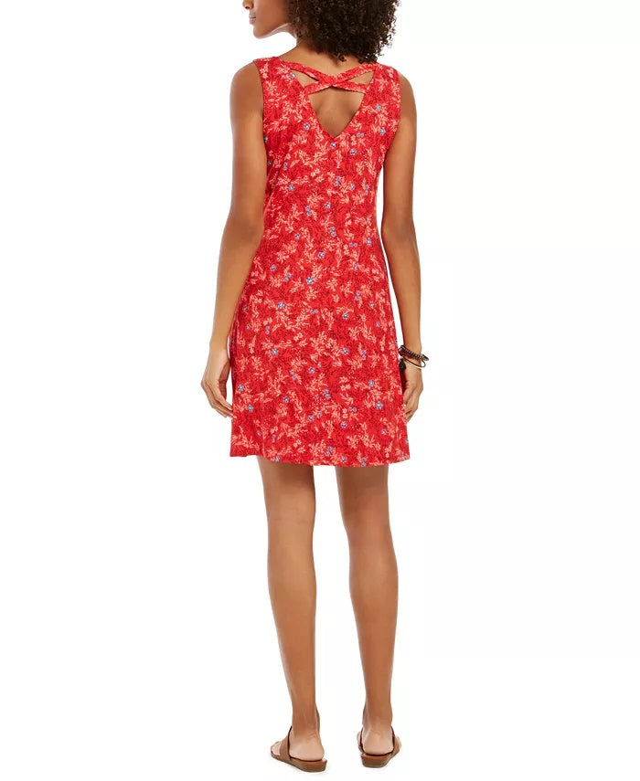 Style & Co Women's Cross Back Printed Dress Red Size Medium