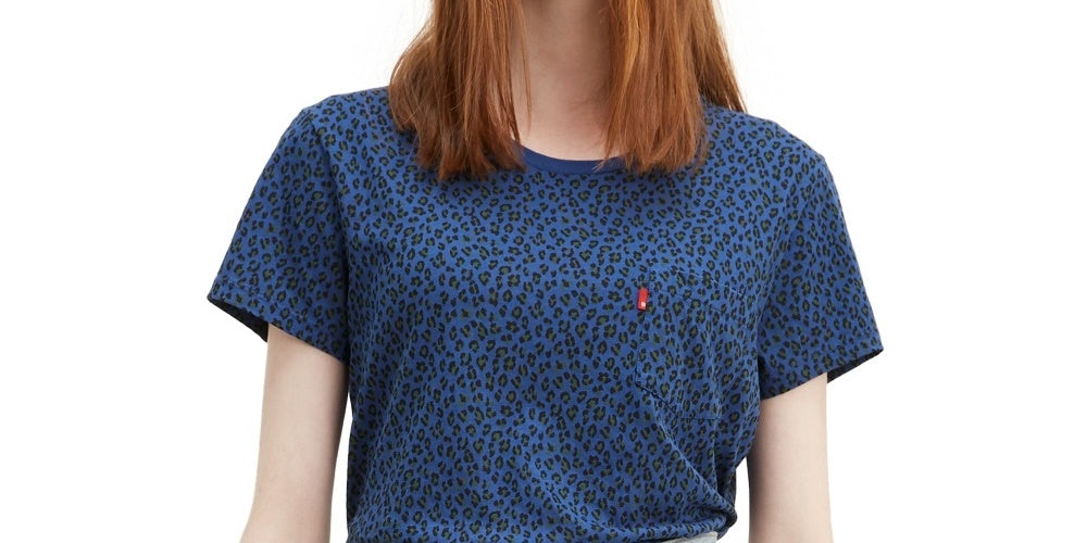 Levi's Women's Cotton Printed Perfect T-Shirt Navy Size XX-Large
