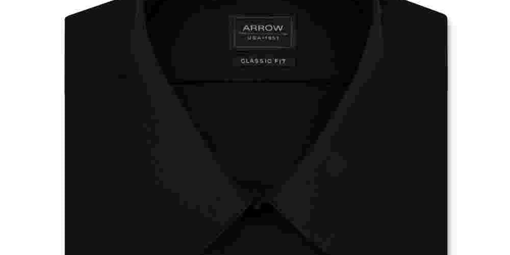 Arrow Men's Regular Fit Sateen Button-Down Shirt Black 15.5x32-33