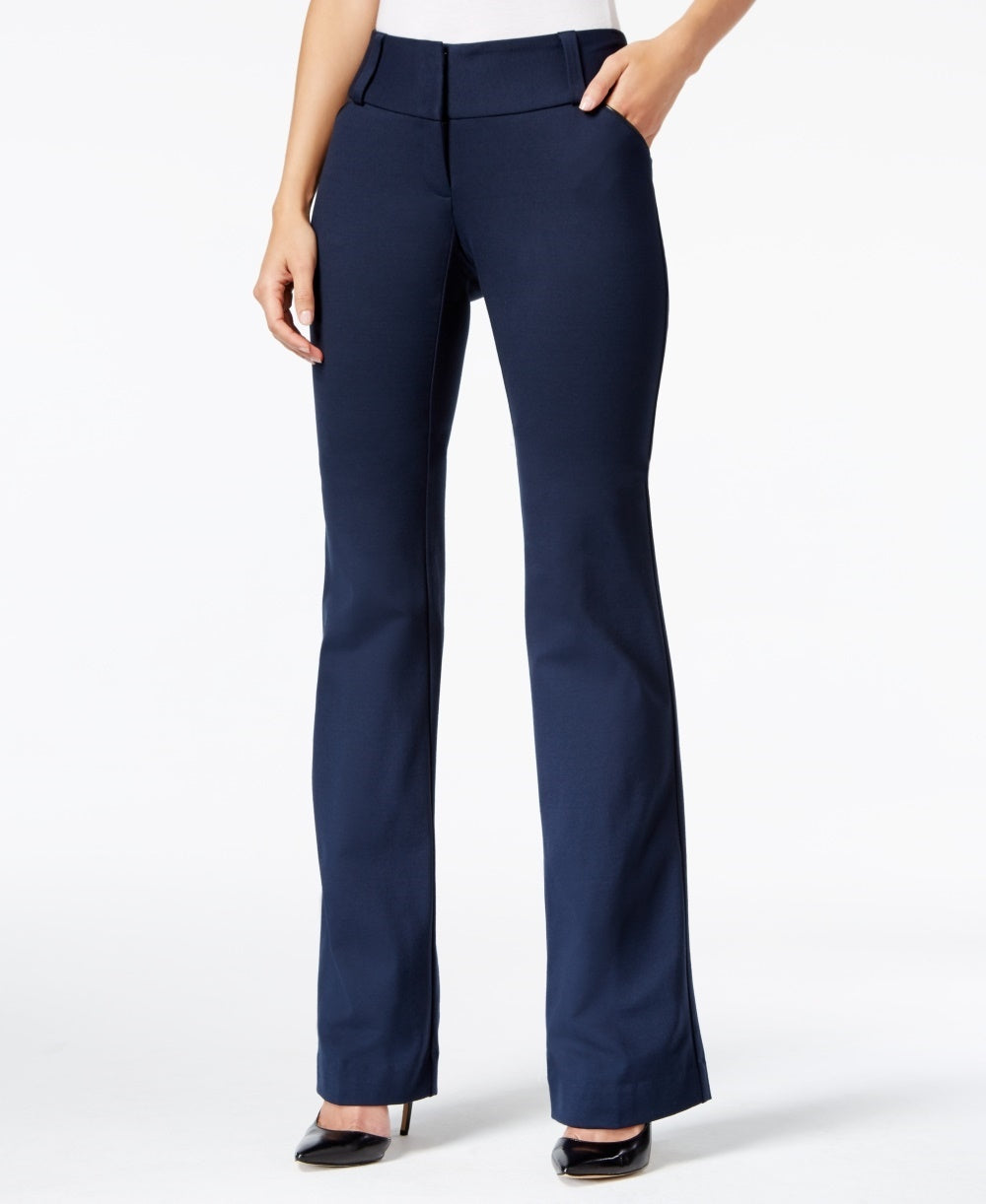 Alfani Women's Wide Leg Trousers Stretch Dress Pants Blue Size 8