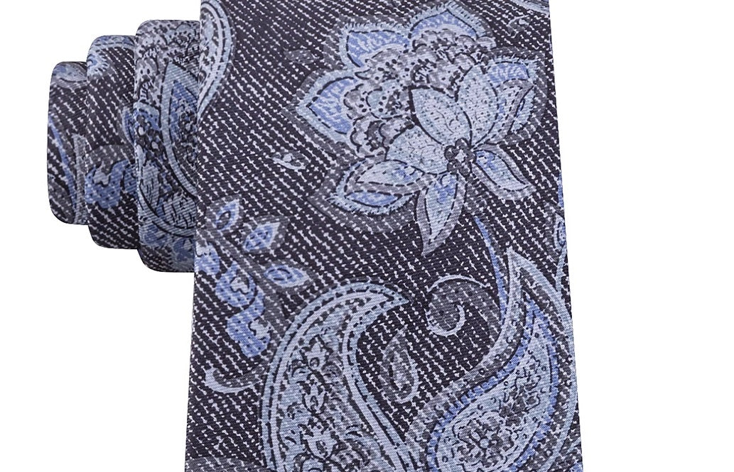 Michael Kors Men's Silk Printed Neck Tie Gray Size Regular