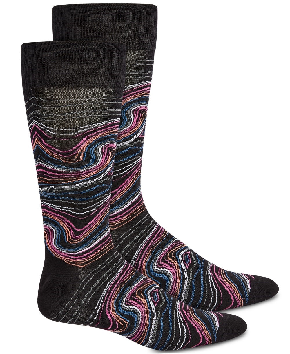 Perry Ellis Men's Printed Socks Black Size Regular