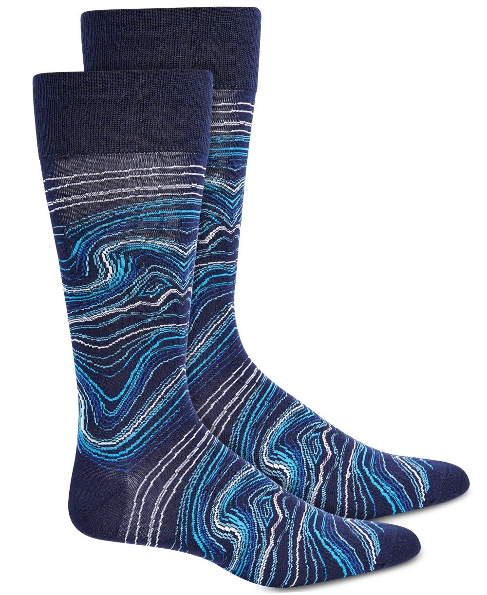 Perry Ellis Men's Printed Socks Navy Size Regular