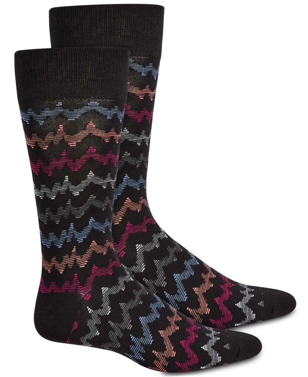 Perry Ellis Men's Chevron Socks Black Size Regular