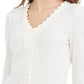 American Rag Juniors' Lace-Trimmed Button-Front Top White Size X-Large