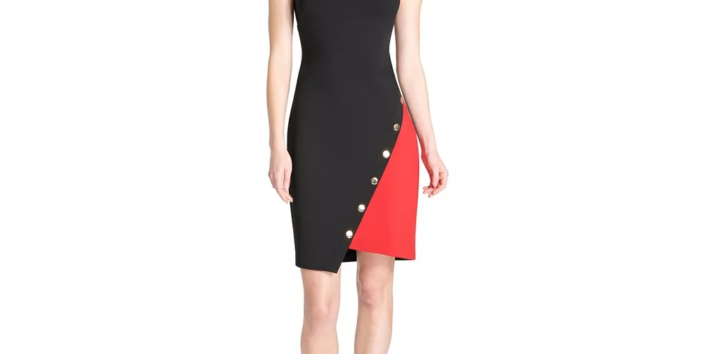 Tommy Hilfiger Women's Colorblocked Asymmetrical Dress Black Size 6