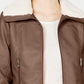 Coffee Shop Juniors Faux Fur-Collar Moto Jacket Peanuts Beige Size Small