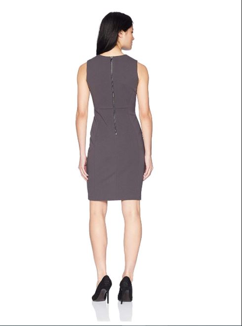 Calvin Klein Women's Scuba Crepe Sheath Dress Grey Size 10 Petite