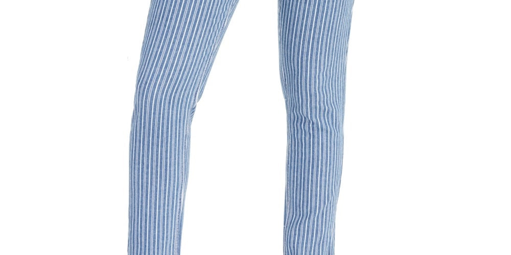 Dickies Junior's Striped Skinny Fit Cuffed Jeans Blue Size 1
