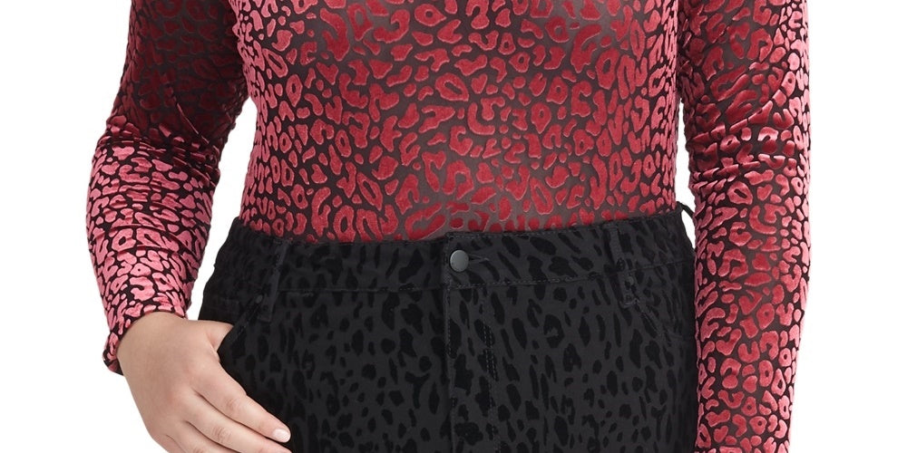 Rachel Roy Women's Trendy Plus Size Val Leopard-Print Turtleneck Pink Size 3X