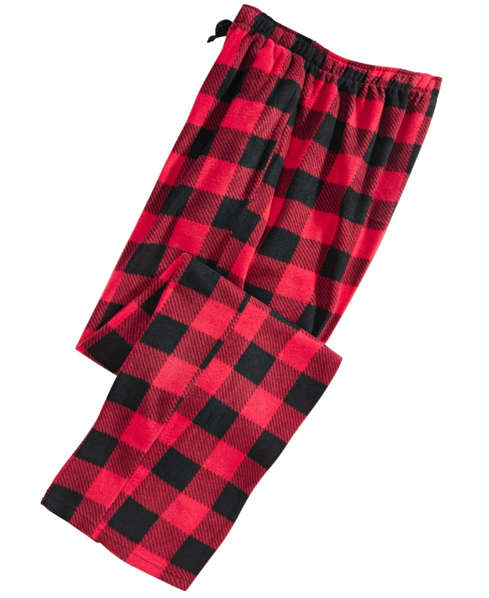 Perry Ellis Men's Buffalo Plaid Fleece Pajama Pants Red Size Small