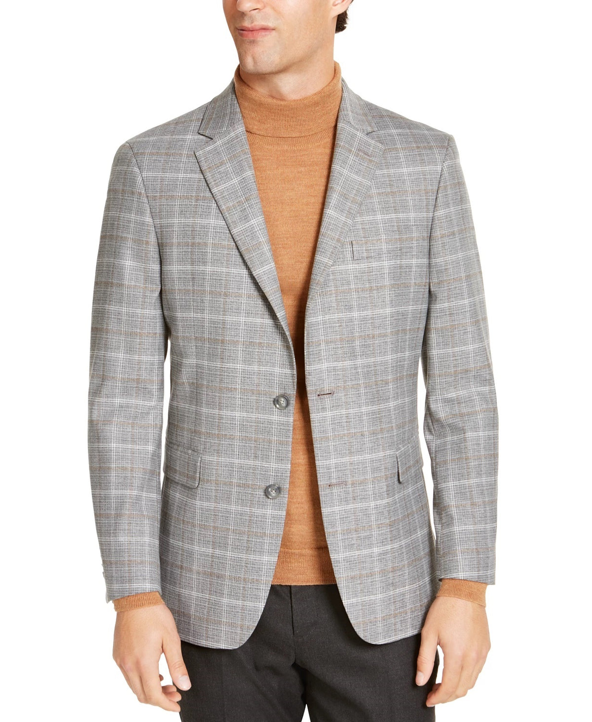 Tommy Hilfiger Men's Check Coat Beige Size 46