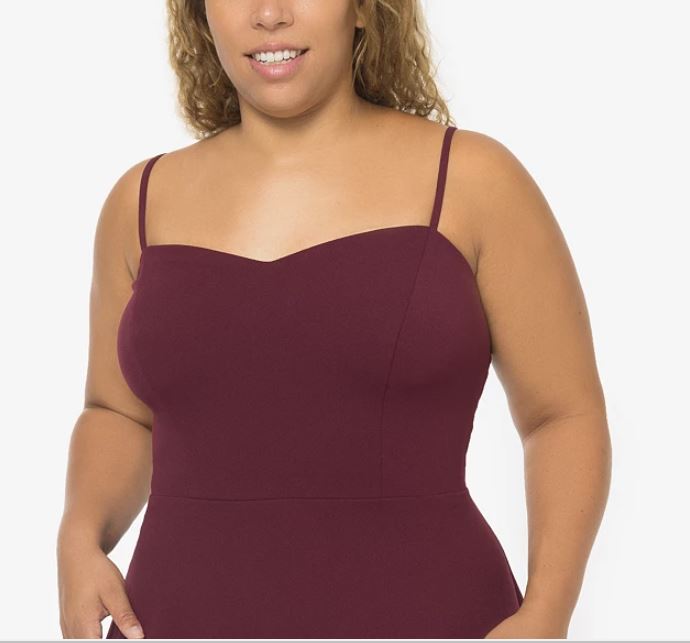 B Darlin Women's Plus Trendy Strappy Back Dress Wine Size 14