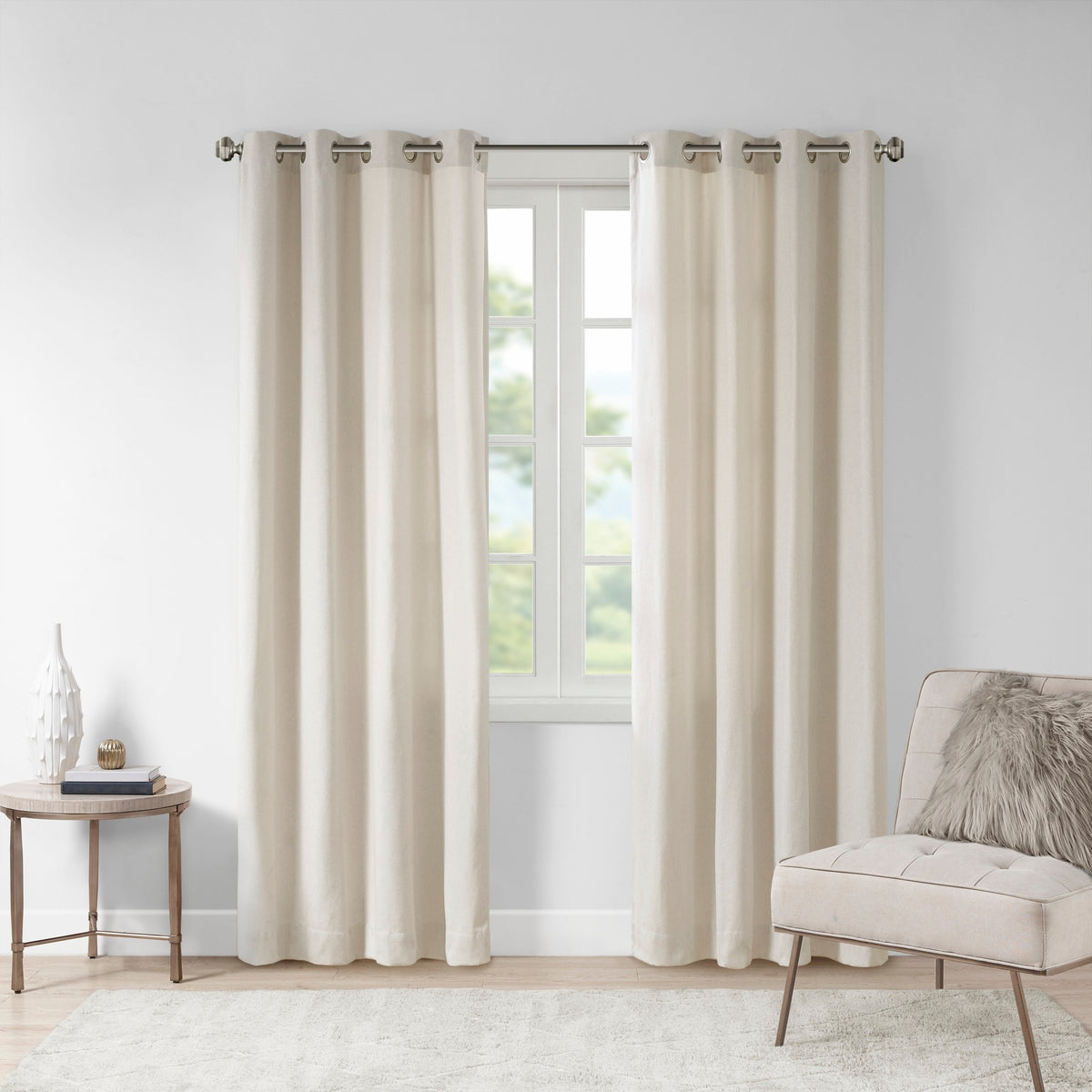 Madison Park Englewood Solid Piece Dyed Grommet Top Single Curtain Panel