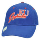 NCAA KU Kansas Jayhawks Curved Script Constructed Adjustable Blue Hat Cap
