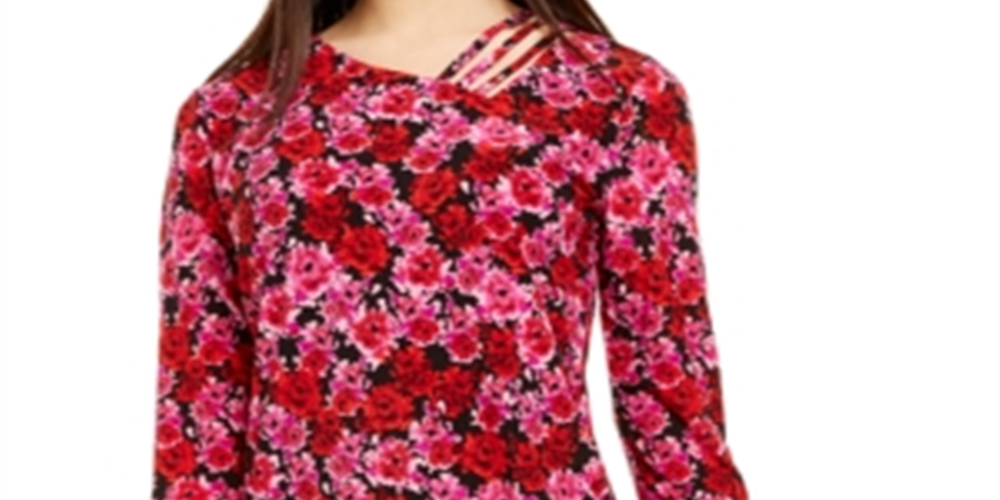 INC International Concepts Women's Strappy Floral Print Top Black Size X-Small