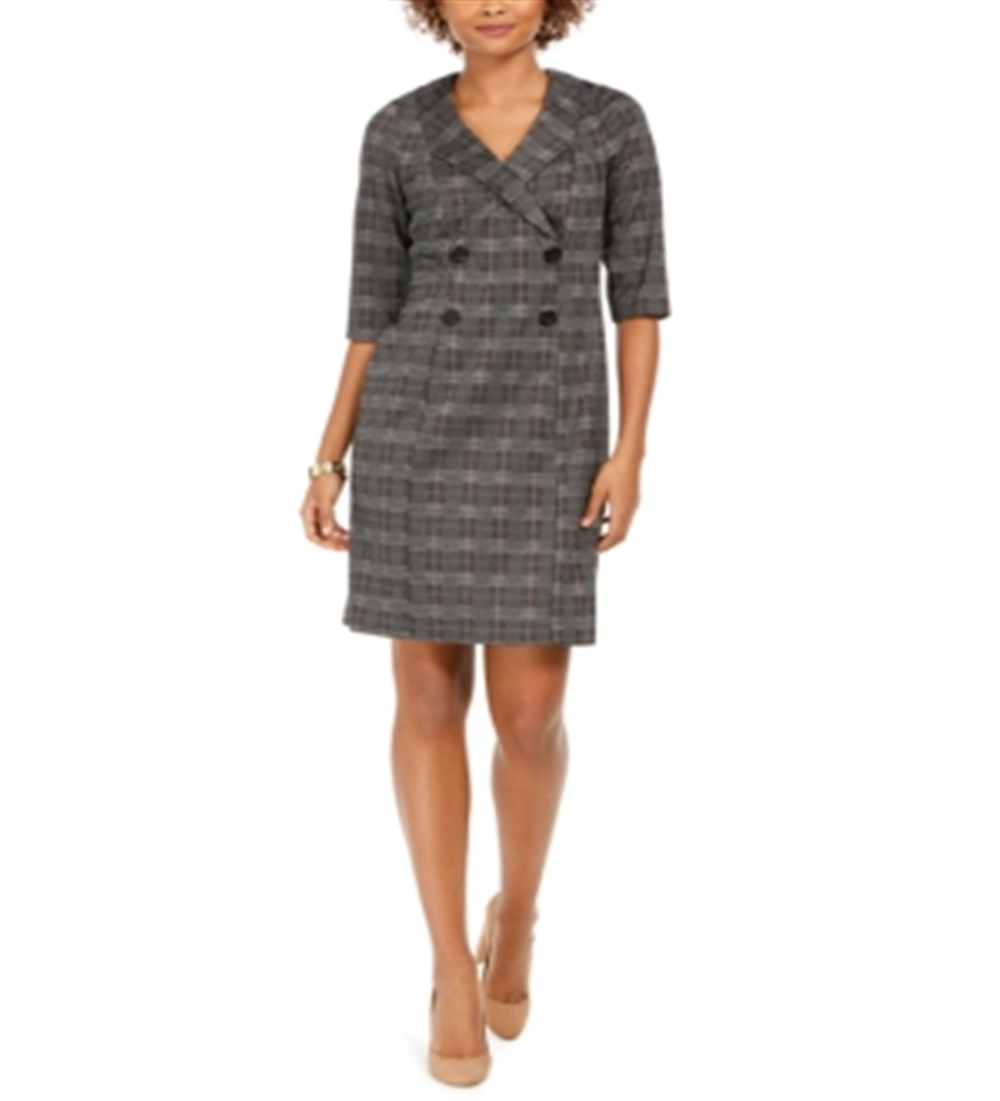 Connected Women's 3/4 Sleeve Short Sheath Dress Black Size 10