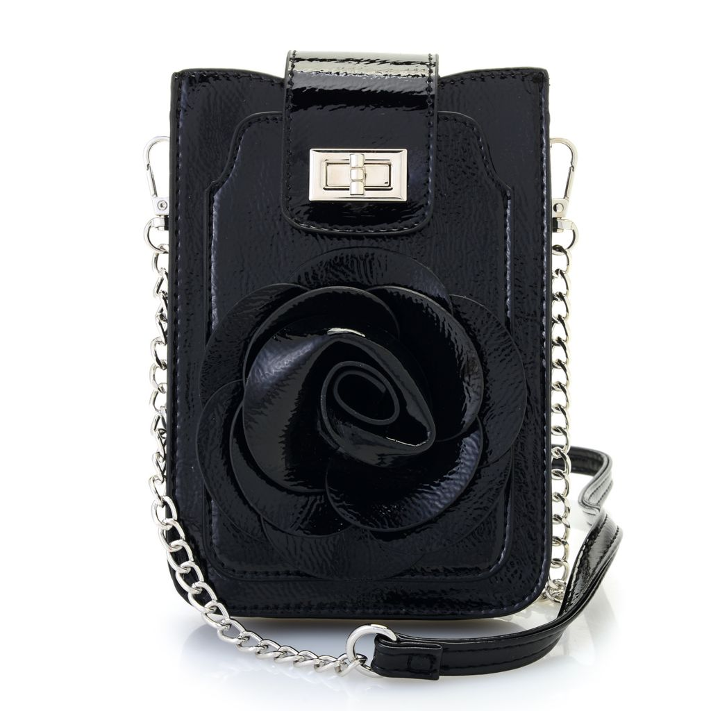 mellow-world-rosa-faux-patent-leather-flower-detailed-phone-carrier
