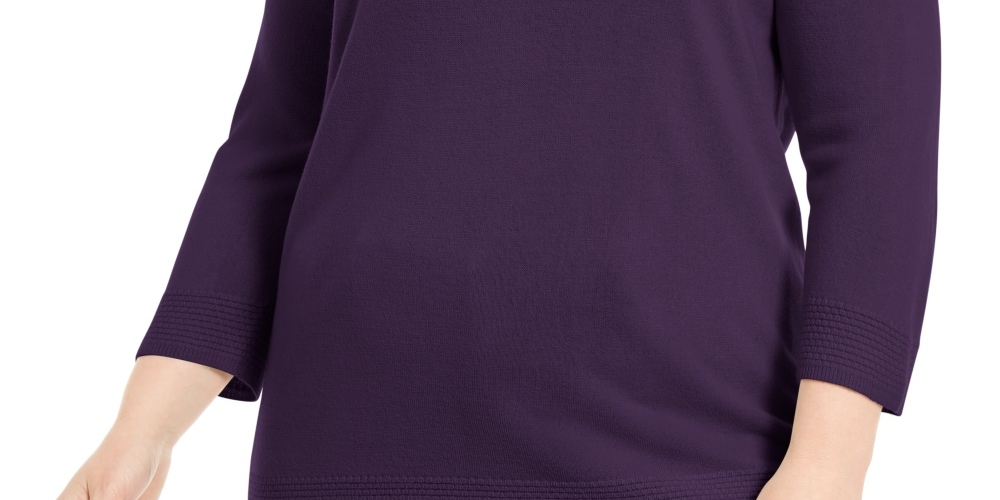 Karen Scott Women's Plus Size Ballet Neckline Sweater Purple Size 1X