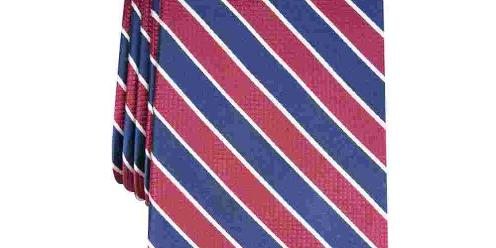 Club Room Men's Fairfield Silk Blend Striped Neck Tie Red Size Regular