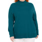 Karen Scott Women's Plus Size Cotton Mock-Neck Sweater Purple Size 1X