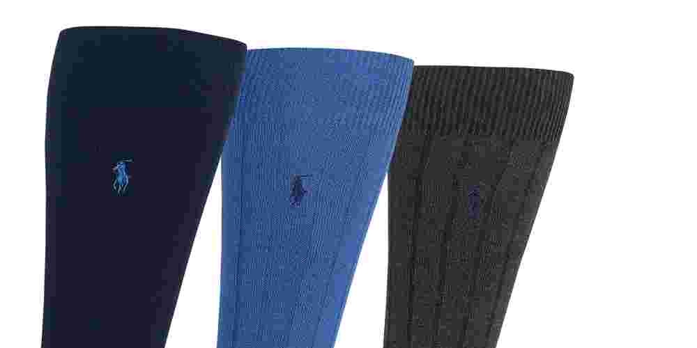 Ralph Lauren Men's 3 Pack Busies Trouser Socks Blue Size 10-13