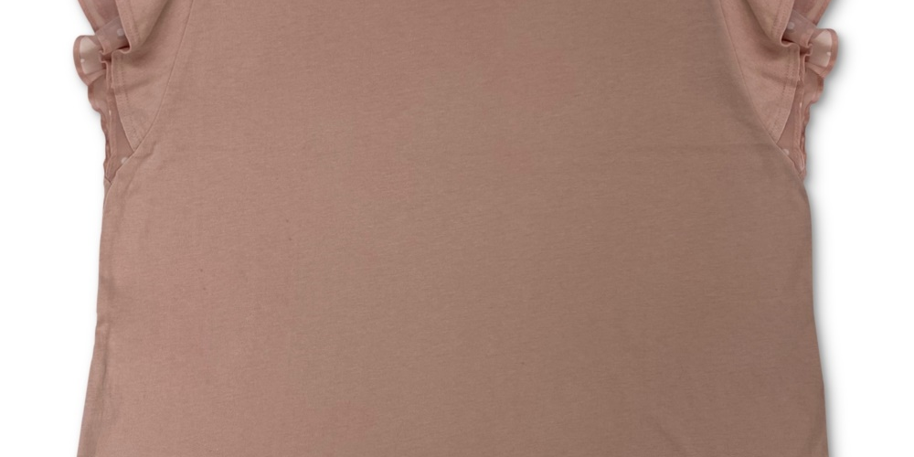 Style & Co Dot-TrimFlutter-Sleeve Top Pink Size Large