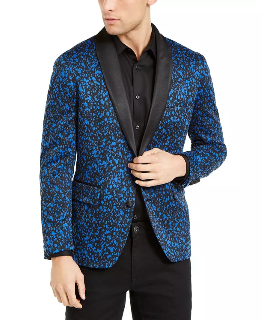 INC International Concepts Men's Printed Blazer Blue Size XXX-Large