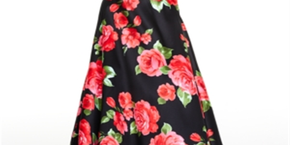 B Darlin Women's Strapless Floral Print Gown Red Size 9-10