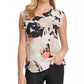 DKNY Women's Printed Cap-Sleeve Top WhiteSize Large
