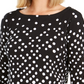 Charter Club Women's Pima Cotton Button Shoulder Print Top Black Size PXL