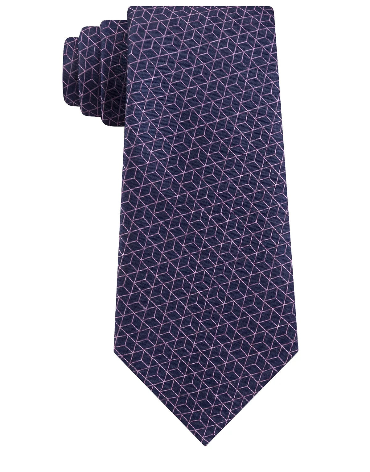 Calvin Klein Men's Escher Geometric Slim Silk Tie Blue/pink Size Regular