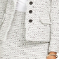 Karl Lagerfeld Women's Tweed Short Four Button Blazer White - Green Size 13