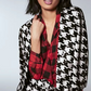 INC Women's Sequined Houndstooth Jacket Black Size Small