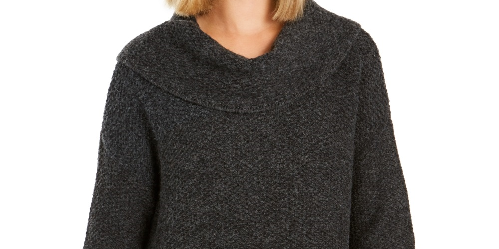 Style & Co Women's Neck Sweater Gray Size Medium