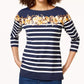 Charter Club Women's Striped And Floral-Print Top Yellow Size Medium