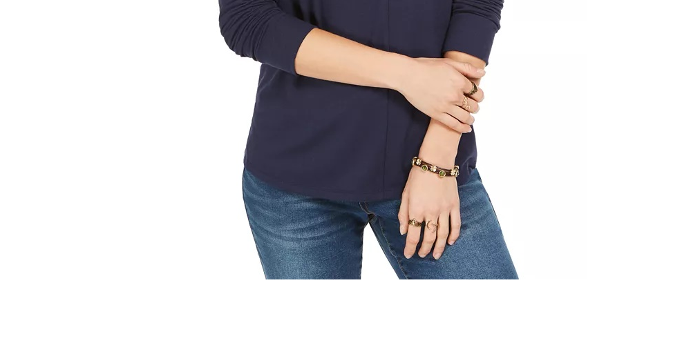 Style & Co Women's Split-Neck Top Black Size X-Small